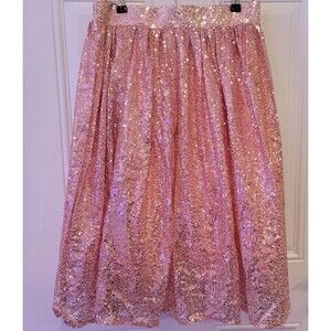 NWT Club London Pink A-Line Sequin Pleated Midi Skirt Party Preppy Glam SZ 8